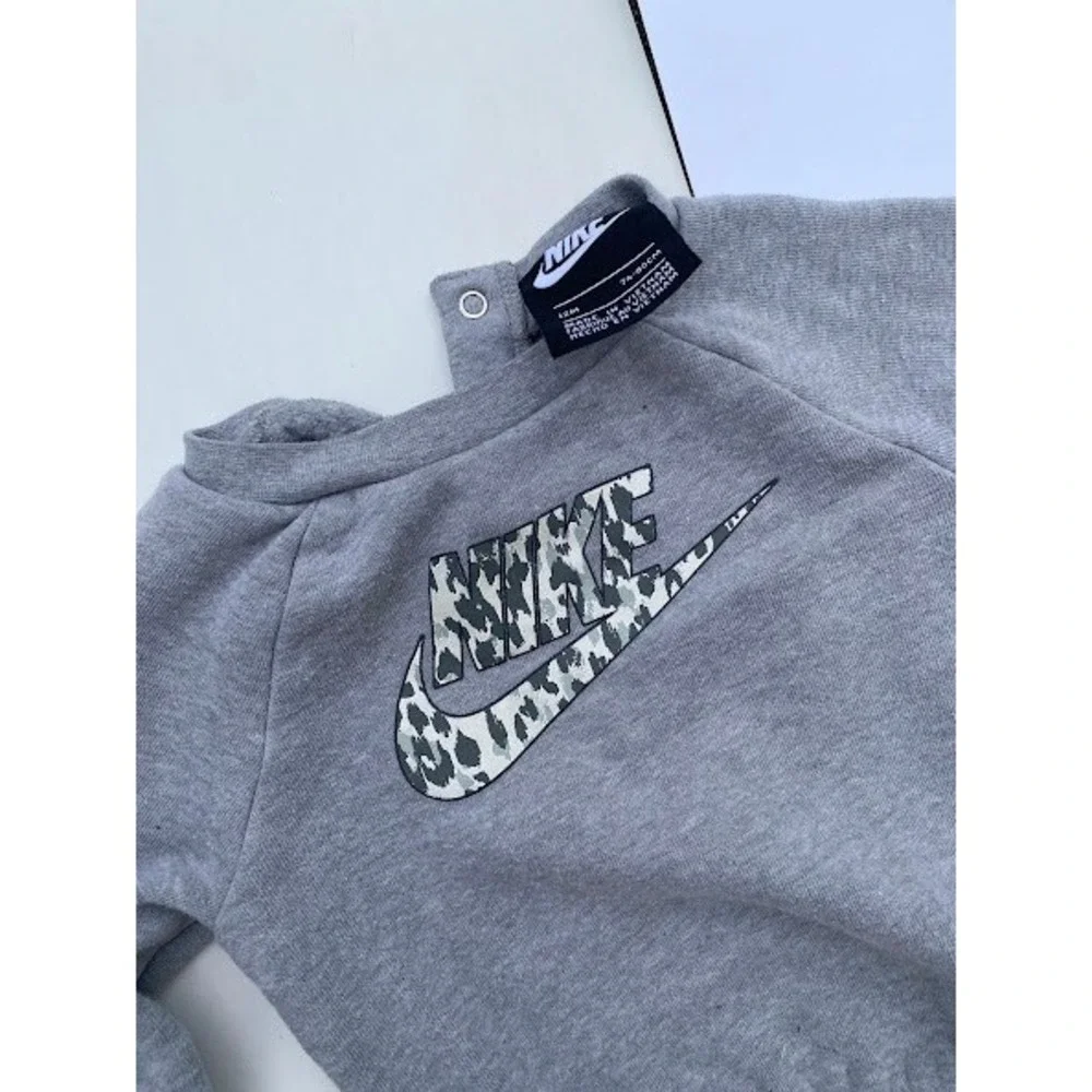 Nike Baby Girls Gray Leopard Print Sweatshirt and Leggings 2-Piece Set 12M - Picture 4 of 5
